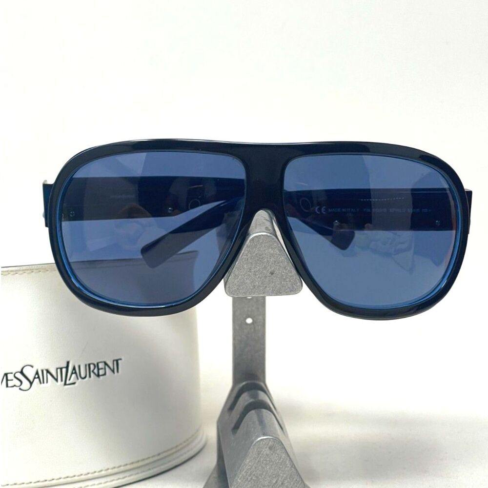 YVES SAINT LAURENT YSL6120/S EPWLU 65-11-115 Blue Aviator Wrap Sunglasses Italy